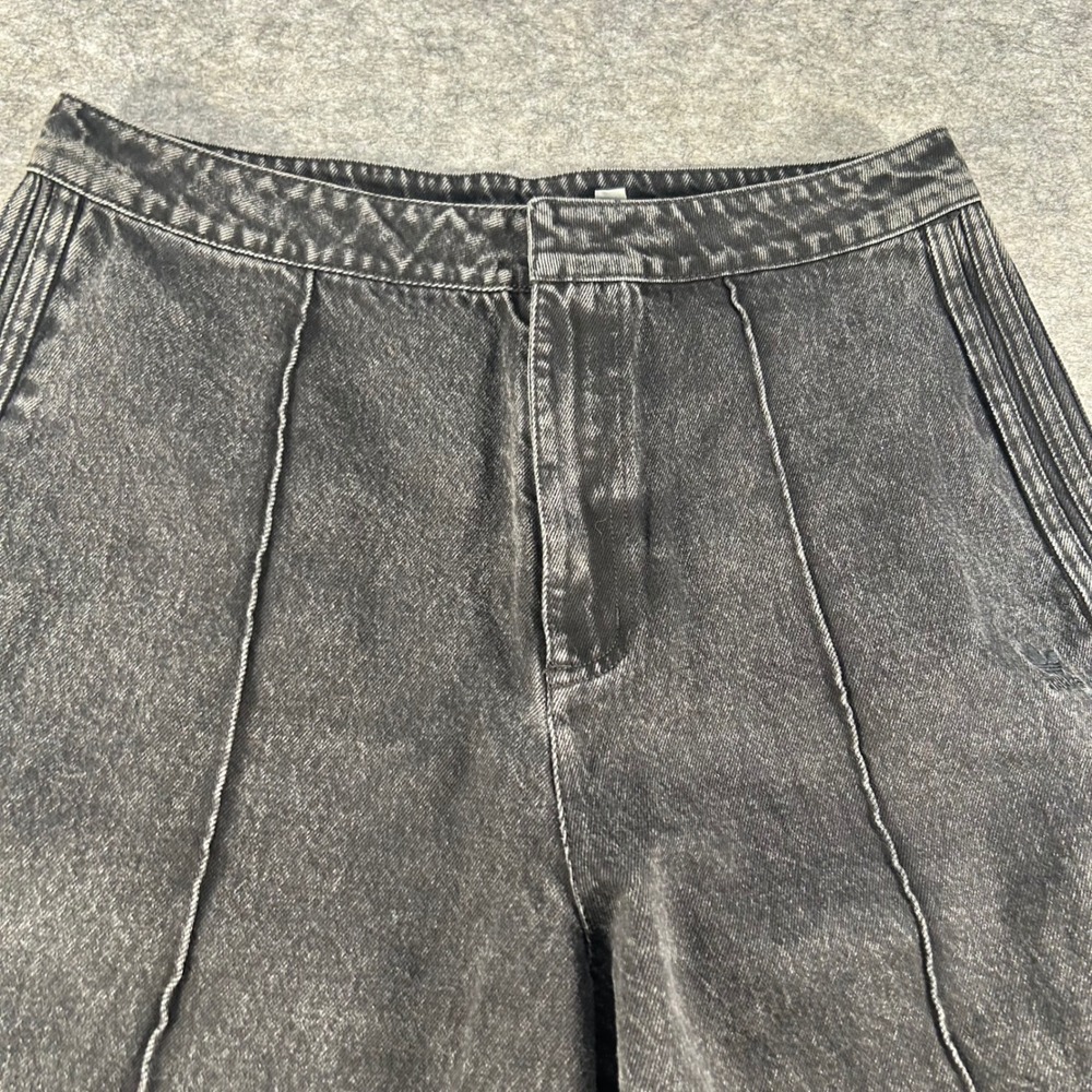 Adidas Wide Leg Jeans Mens 35x30 Washed Black Detail 3-Stripe IT7271 Montreal - Picture 2 of 10